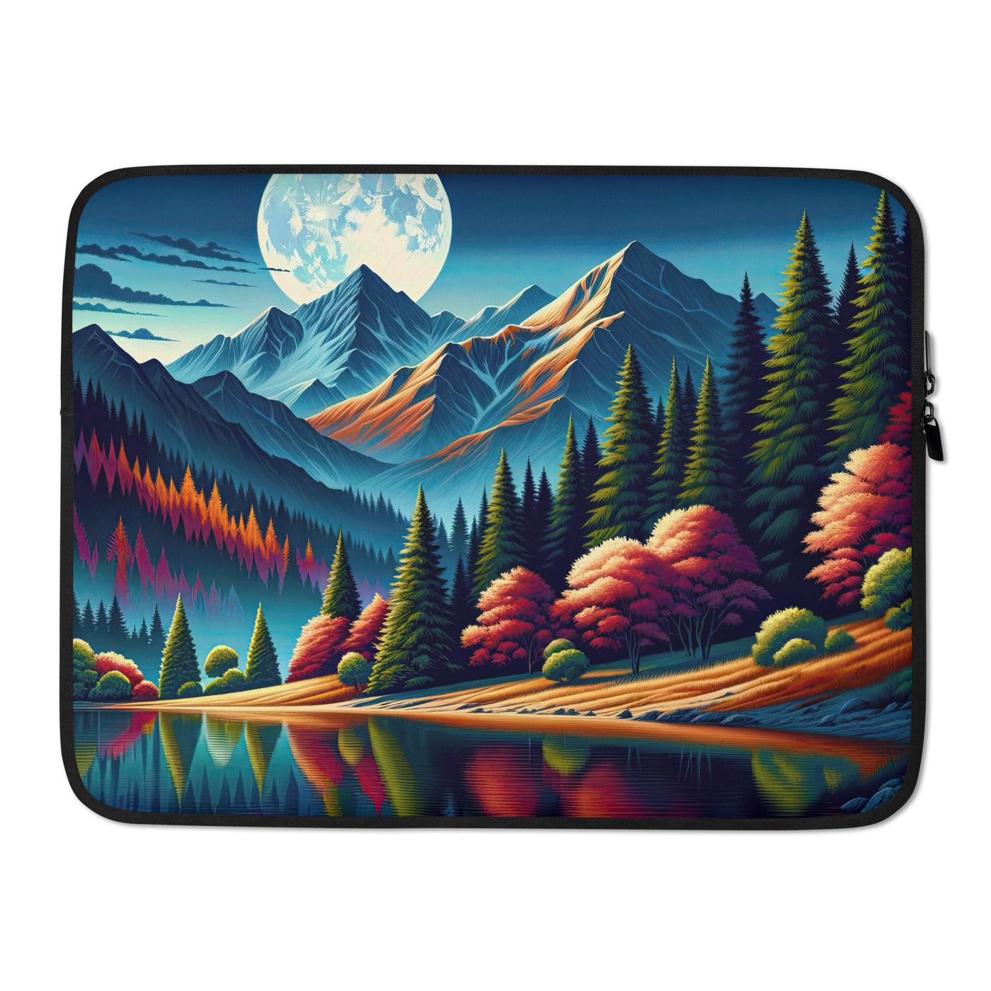 Ruhiger Herbstabend in den Alpen, grün-rote Berge - Laptophülle berge xxx yyy zzz 15″