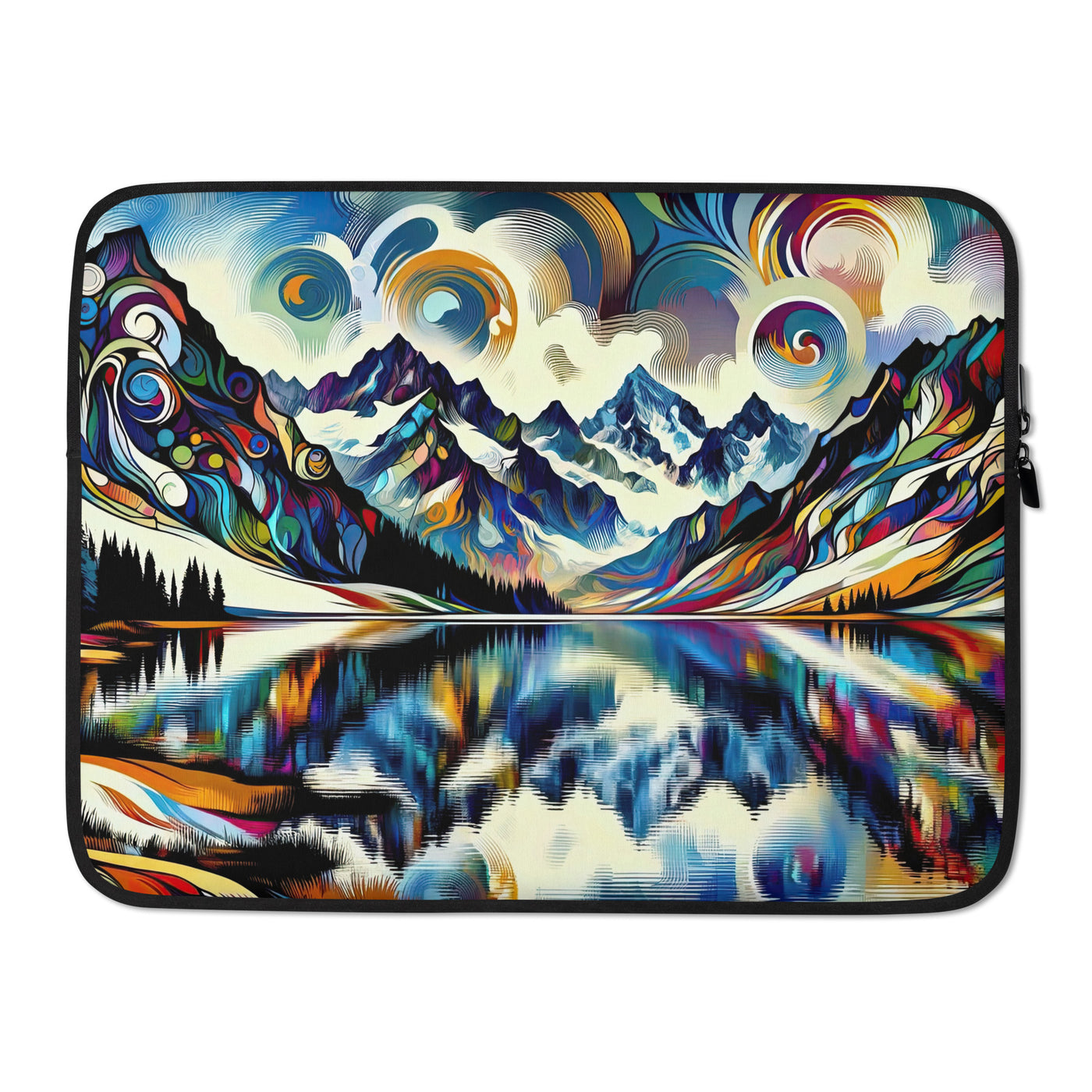 Alpensee im Zentrum eines abstrakt-expressionistischen Alpen-Kunstwerks - Laptophülle berge xxx yyy zzz 15″