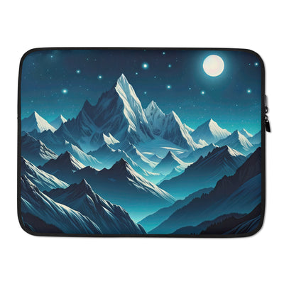 Sternenklare Nacht über den Alpen, Vollmondschein auf Schneegipfeln - Laptophülle berge xxx yyy zzz 15″