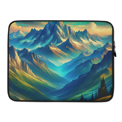 Atemberaubende alpine Komposition mit majestätischen Gipfeln und Tälern - Laptophülle berge xxx yyy zzz 15″