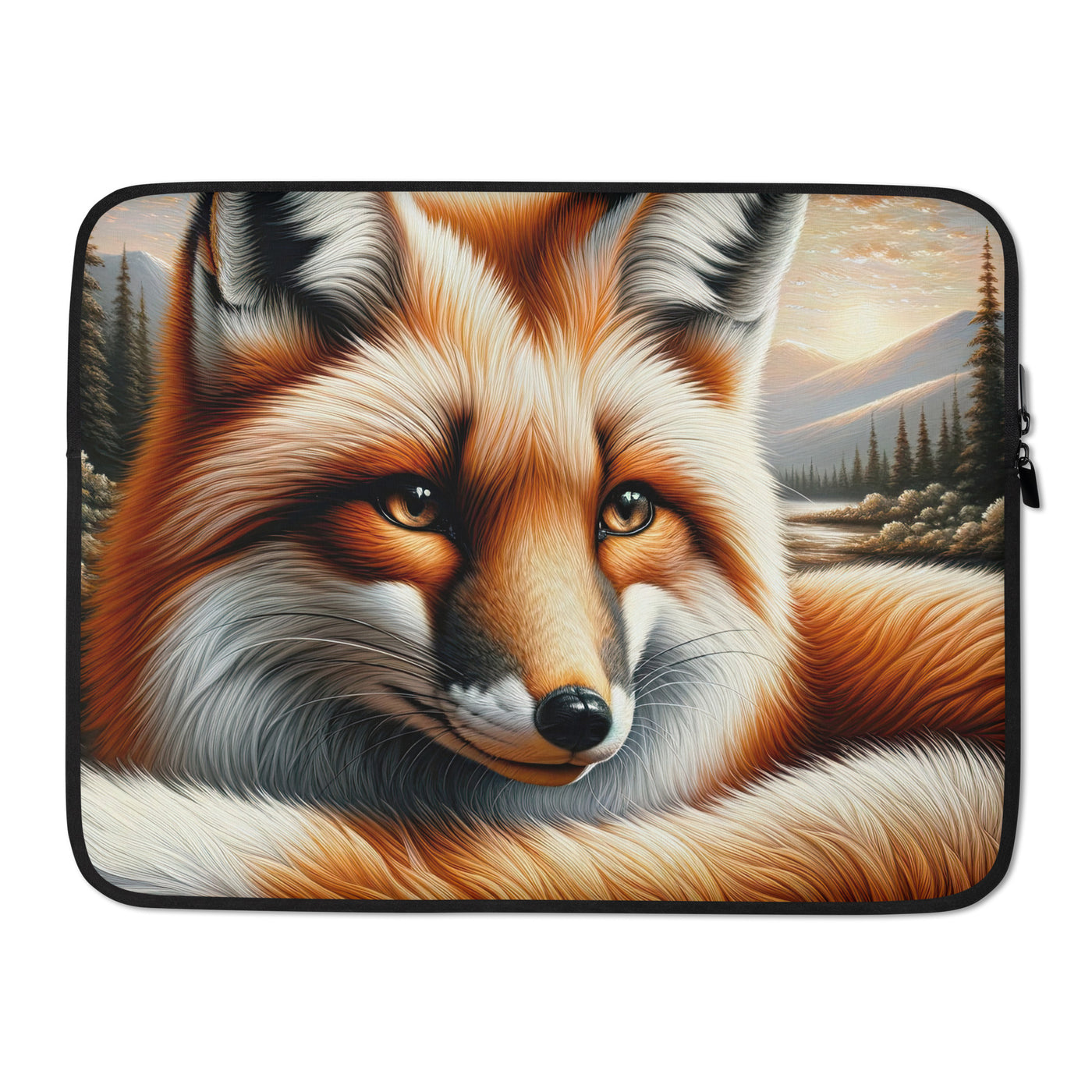 Ölgemälde eines nachdenklichen Fuchses mit weisem Blick - Laptophülle camping xxx yyy zzz 15″