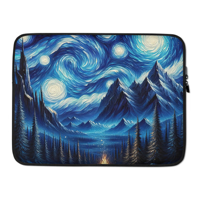 Sternennacht-Stil Ölgemälde der Alpen, himmlische Wirbelmuster - Laptophülle berge xxx yyy zzz 15″