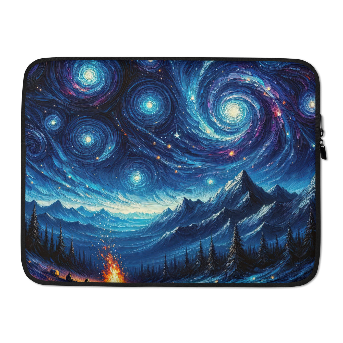 Sternennacht über den Alpen inspiriertes Ölgemälde, mystischer Nachthimmel in Blau - Laptophülle camping xxx yyy zzz 15″