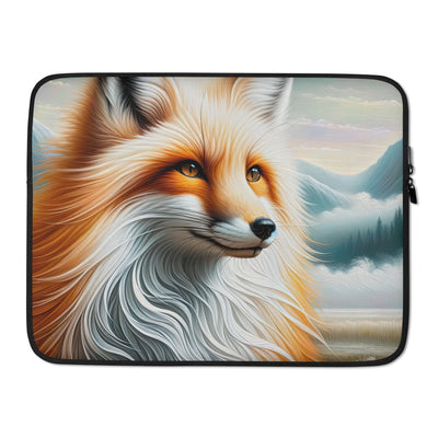 Ölgemälde eines anmutigen, intelligent blickenden Fuchses in Orange-Weiß - Laptophülle camping xxx yyy zzz 15″