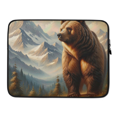 Ölgemälde eines königlichen Bären vor der majestätischen Alpenkulisse - Laptophülle camping xxx yyy zzz 15″