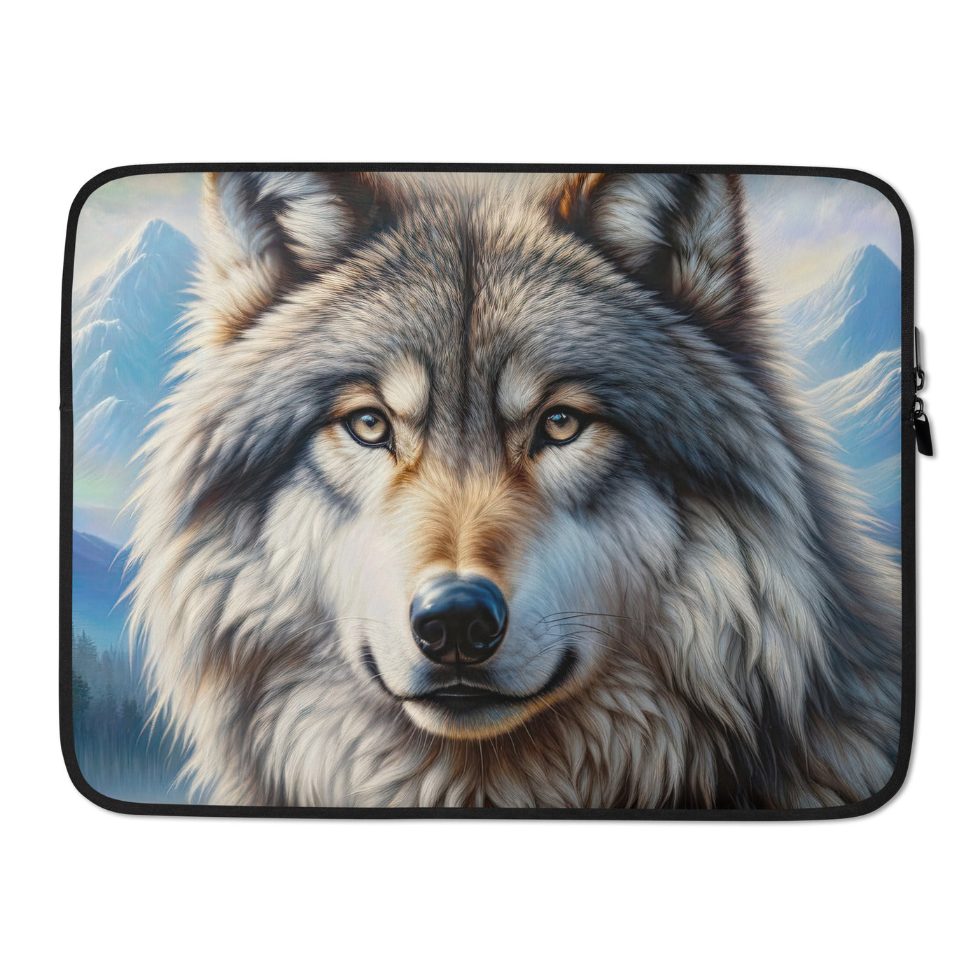 Porträt-Ölgemälde eines prächtigen Wolfes mit faszinierenden Augen (AN) - Laptophülle xxx yyy zzz 15″