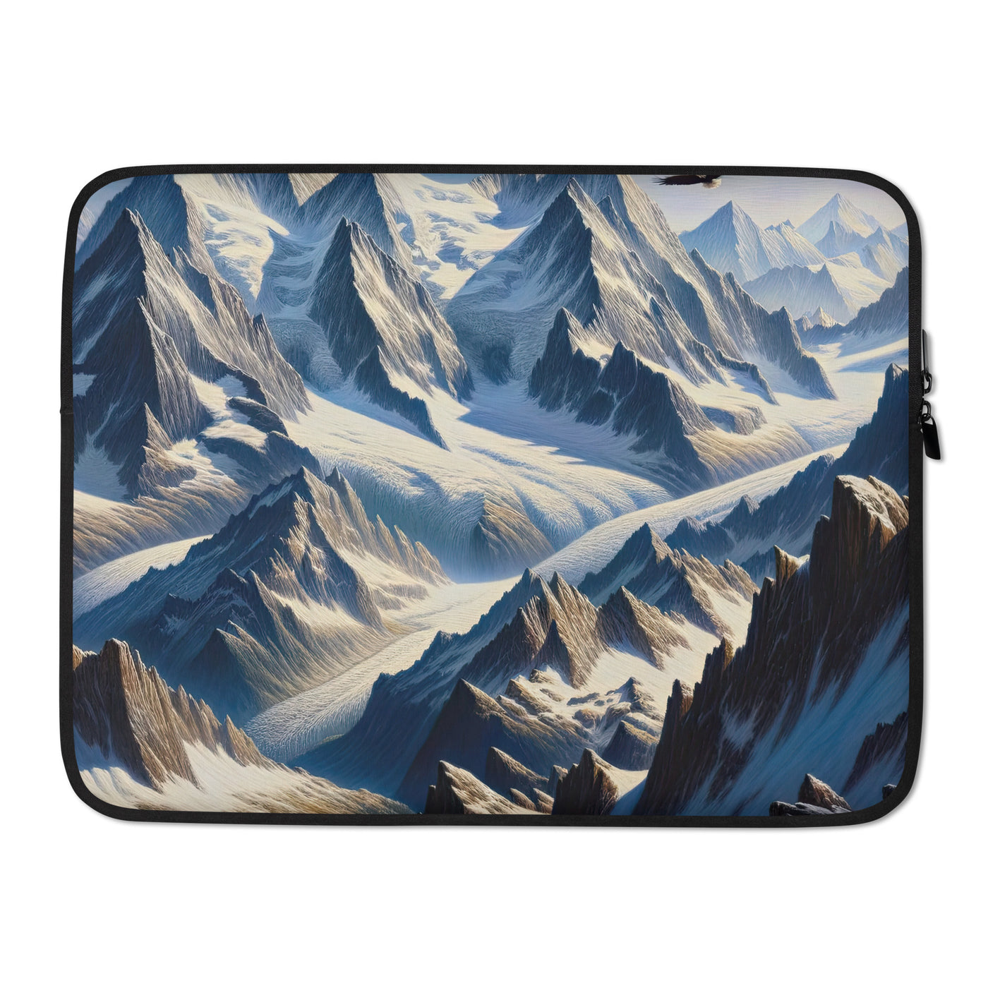 Ölgemälde der Alpen mit hervorgehobenen zerklüfteten Geländen im Licht und Schatten - Laptophülle berge xxx yyy zzz 15″