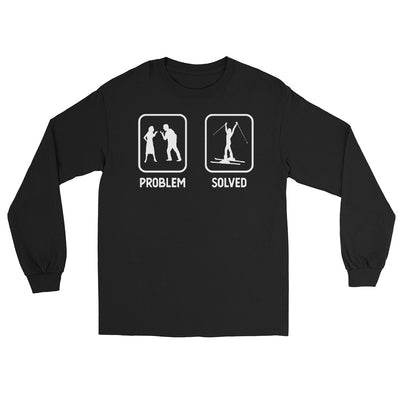 Problem Solved - Frau Skifahren - (SK) - Men's Long Sleeve Shirt | Gildan 2400 xxx yyy zzz Black