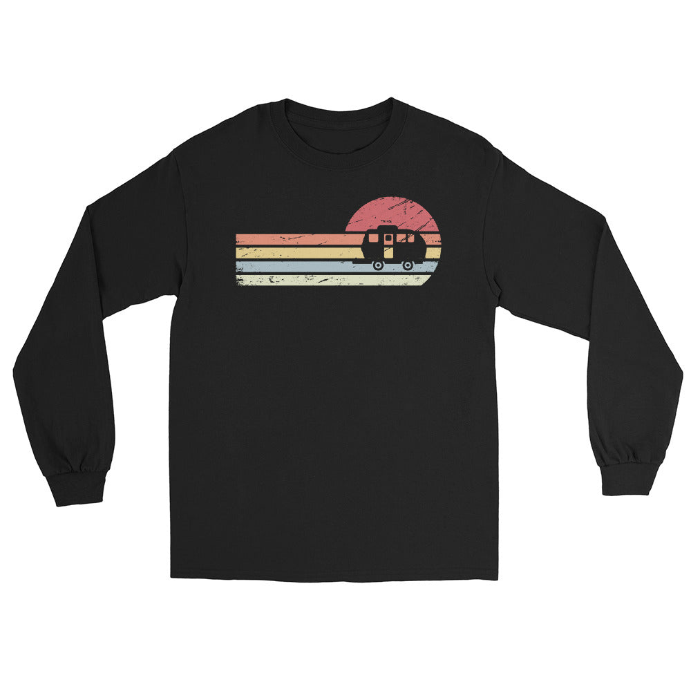 Sonne und Retro Linies - Camping Caravan - (C) - Men's Long Sleeve Shirt | Gildan 2400 xxx yyy zzz Black