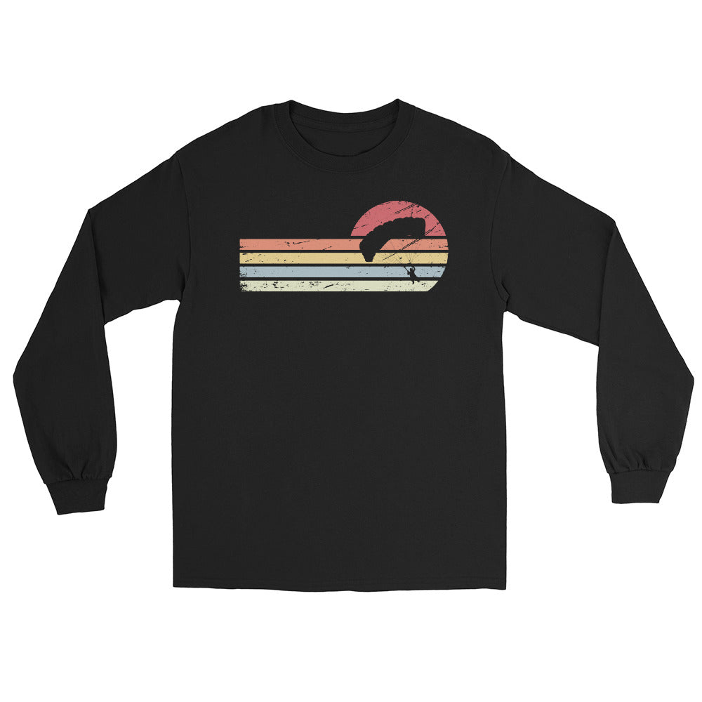 Sonne und Retro Linies - Paragleiten - Herren Longsleeve berge xxx yyy zzz Black