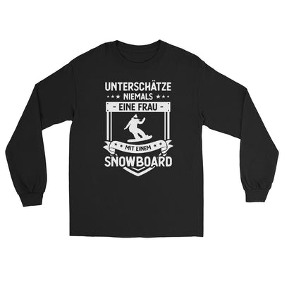 Unterschatze Niemals Eine Frau Mit Einem Snowboard - Herren Longsleeve snowboarden xxx yyy zzz Black