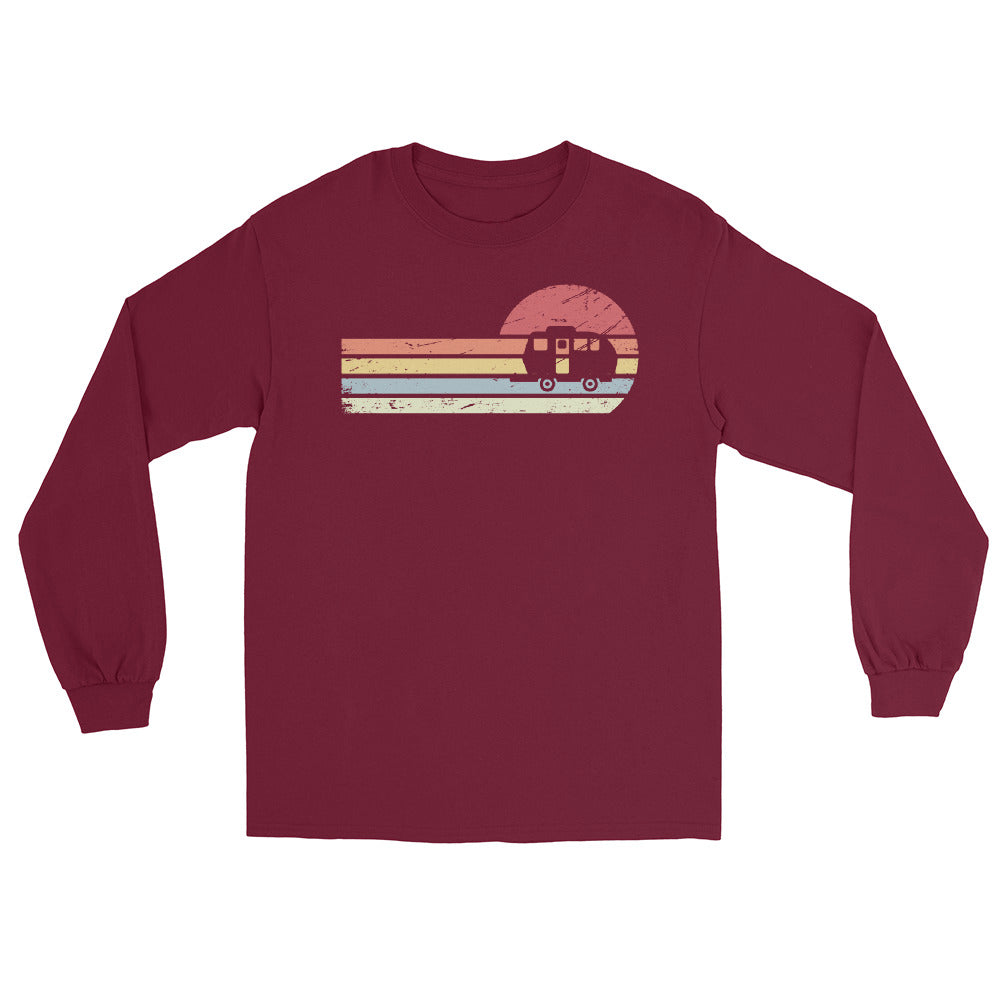 Sonne und Retro Linies - Camping Caravan - (C) - Men's Long Sleeve Shirt | Gildan 2400 xxx yyy zzz Maroon