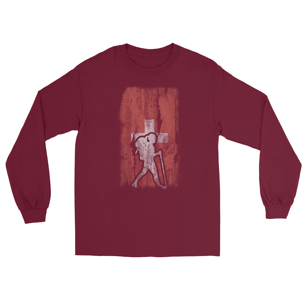 Schweizer Flagge 1 und Wandern - Herren Longsleeve wandern xxx yyy zzz Maroon