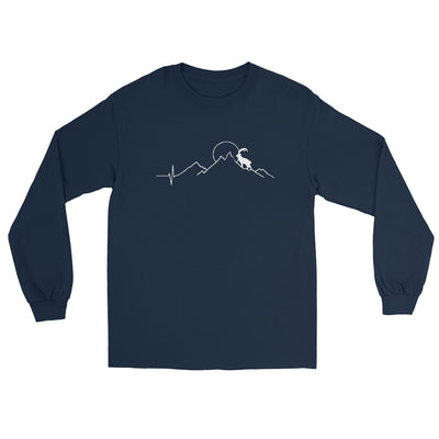 Steinbock_und_Berg_-_(B.W) - Herren Longsleeve berge wandern xxx yyy zzz Navy