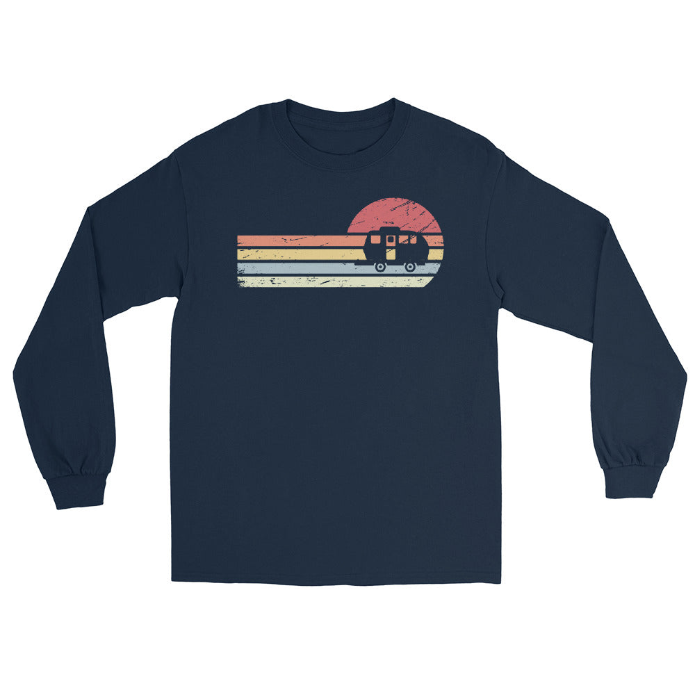 Sonne und Retro Linies - Camping Caravan - (C) - Men's Long Sleeve Shirt | Gildan 2400 xxx yyy zzz Navy