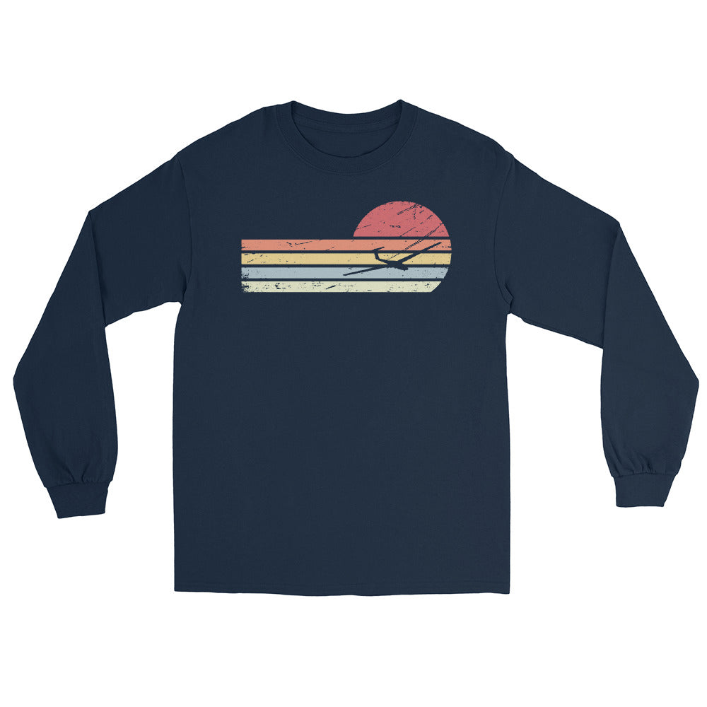 Sonne und Retro Linies - Segelflugzeug - Herren Longsleeve berge xxx yyy zzz Navy