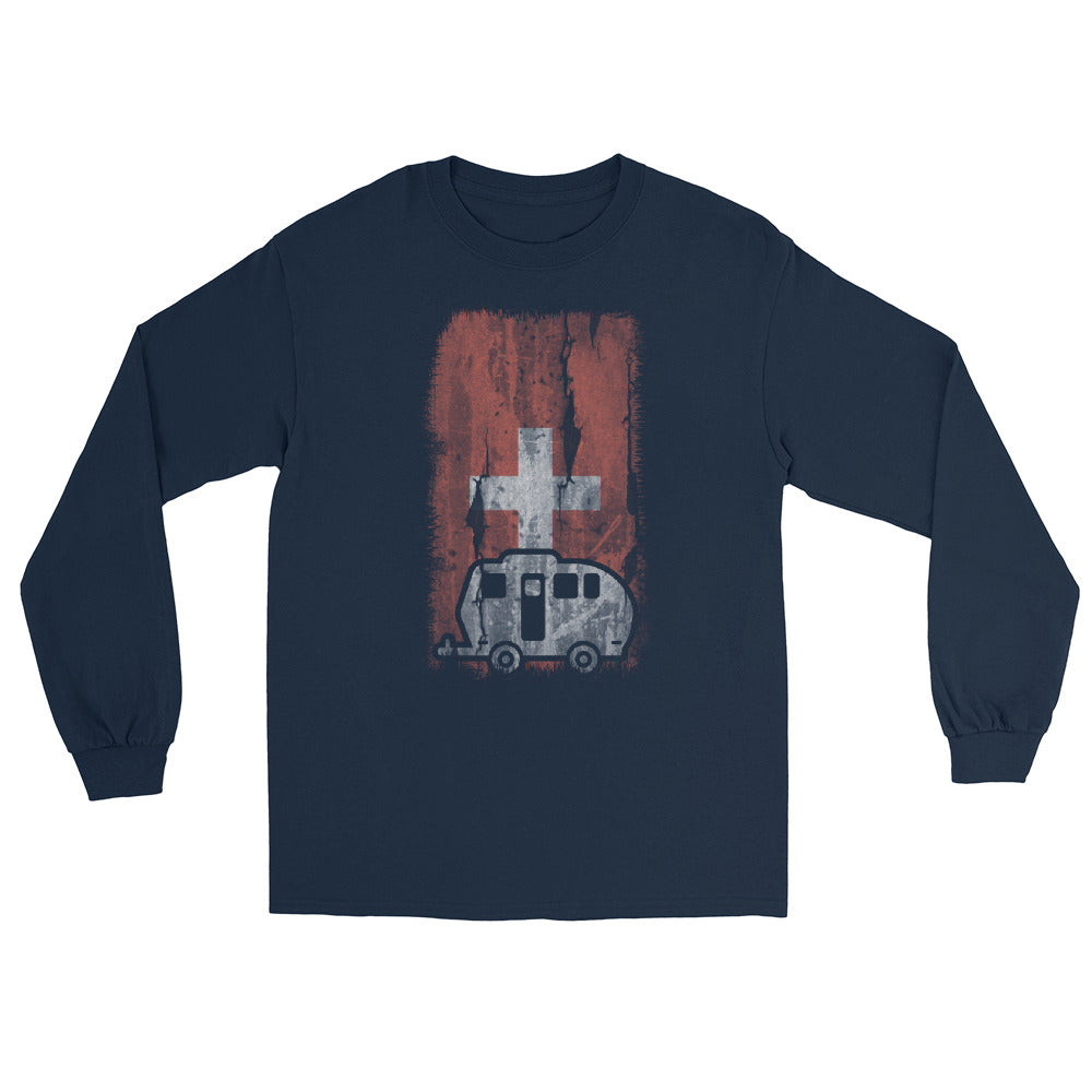 Schweizer Flagge 2 und Camping - Herren Longsleeve camping xxx yyy zzz Navy