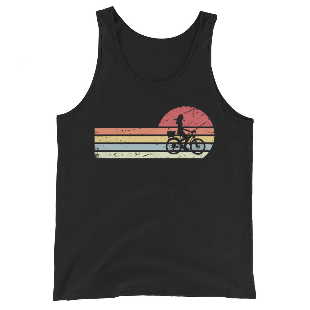 Sonne_und_Retro_Linies_-_Frau_Radfahren_-_(F) - Men’s Staple Tank Top | Bella + Canvas 3480 xxx yyy zzz Black