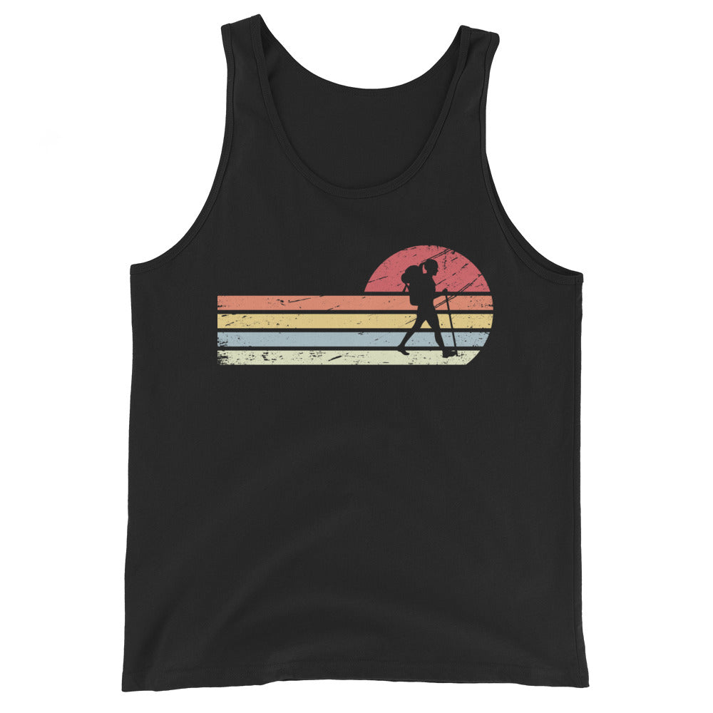 Sonne_und_Retro_Linies_-_Frau_Wandern_-_(W) - Men’s Staple Tank Top | Bella + Canvas 3480 xxx yyy zzz Black