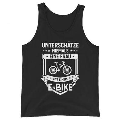 Unterschatze_Niemals_Eine_Frau_Mit_Einem_E-Bike_-_(E) - Men’s Staple Tank Top | Bella + Canvas 3480 xxx yyy zzz Black