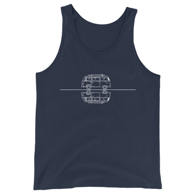 Gerade_Linie_-_Camping_Van_-_(C)_(2) - Men’s Staple Tank Top | Bella + Canvas 3480 camping xxx yyy zzz Navy