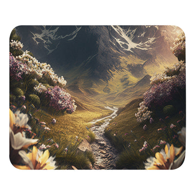 Epischer Berg, steiniger Weg und Blumen - Realistische Malerei - Mauspad berge xxx Default Title