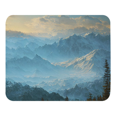 Schöne Berge mit Nebel bedeckt - Ölmalerei - Mauspad berge xxx Default Title
