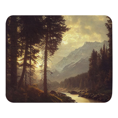 Landschaft mit Bergen, Fluss und Bäumen - Malerei - Mauspad berge xxx Default Title