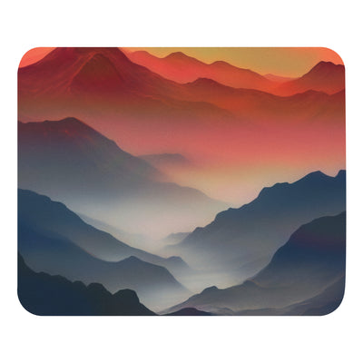 Sonnteruntergang, Gebirge und Nebel - Landschaftsmalerei - Mauspad berge xxx Default Title