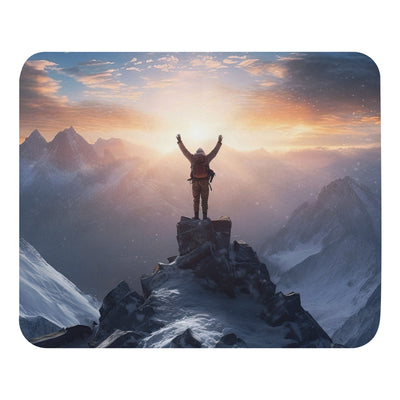Mann auf der Spitze eines Berges - Landschaftsmalerei - Mauspad berge xxx Default Title