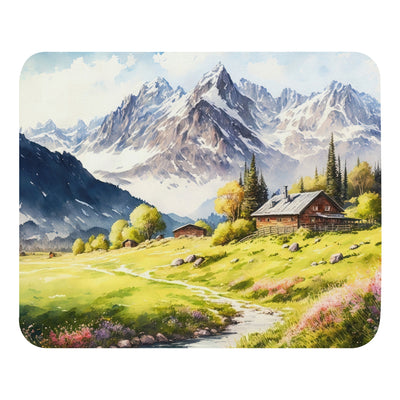 Epische Berge und Berghütte - Landschaftsmalerei - Mauspad berge xxx Default Title