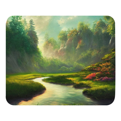 Bach im tropischen Wald - Landschaftsmalerei - Mauspad camping xxx Default Title