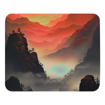 Gebirge, rote Farben und Nebel - Episches Kunstwerk - Mauspad berge xxx Default Title