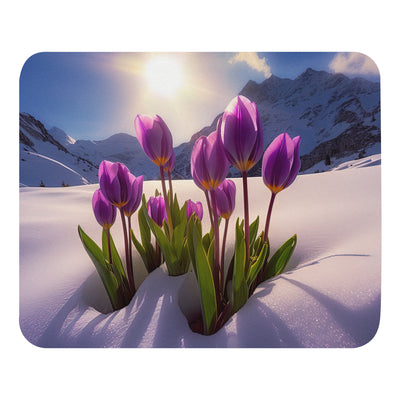 Tulpen im Schnee und in den Bergen - Blumen im Winter - Mauspad berge xxx Default Title