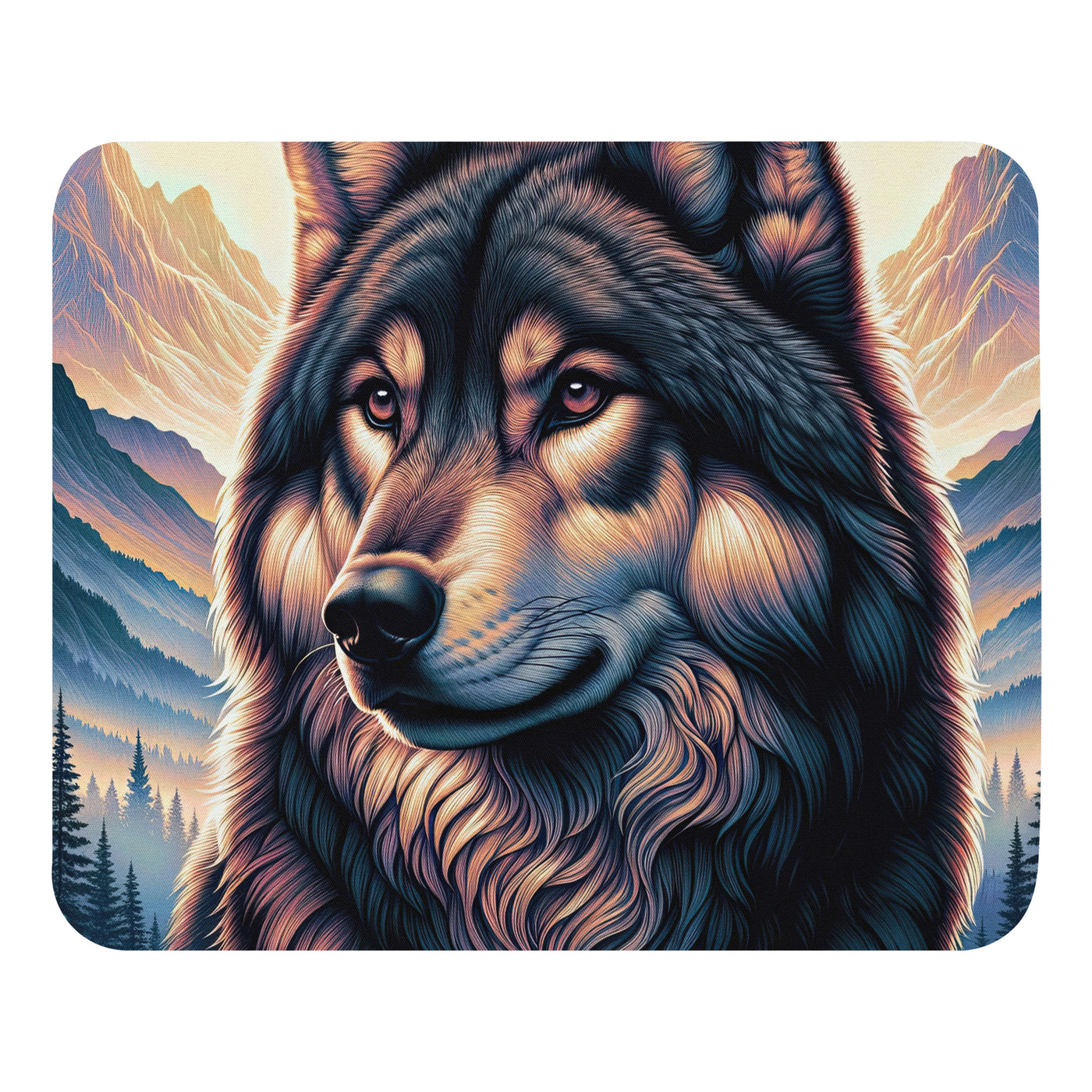 Majestätischer, glänzender Wolf in leuchtender Illustration (AN) - Mauspad xxx yyy zzz Default Title