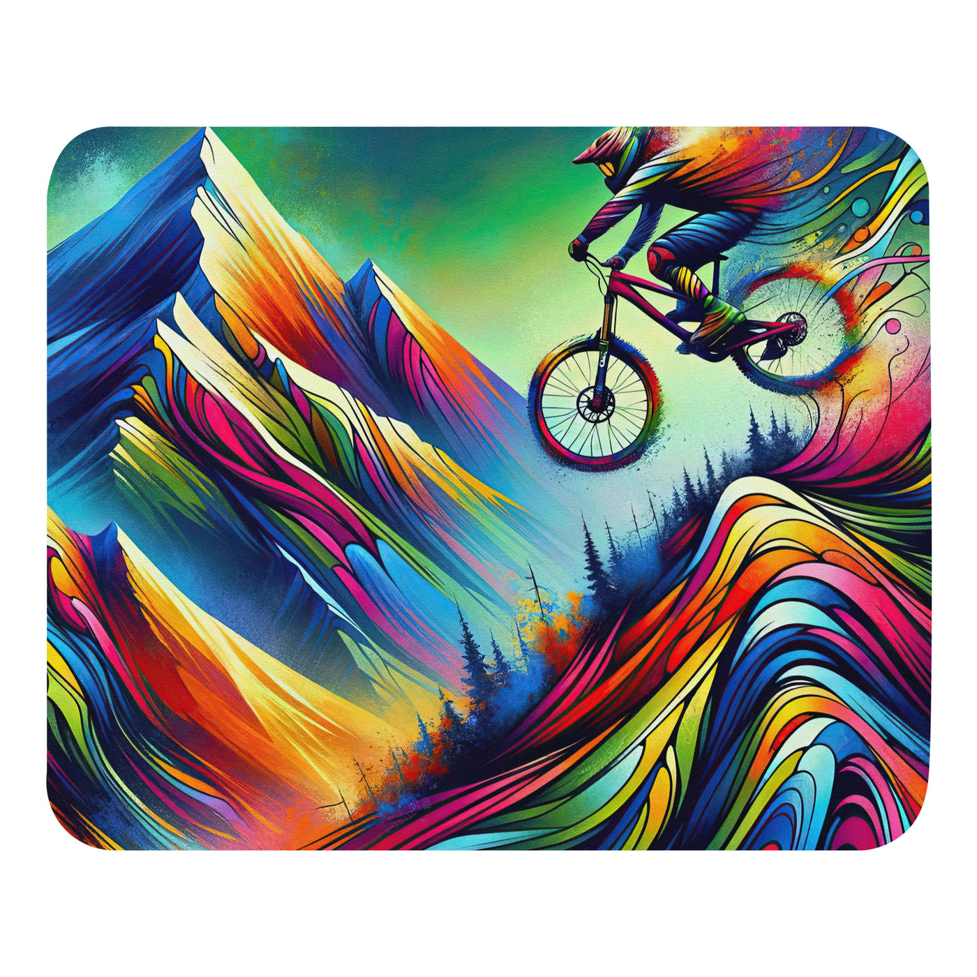 Mountainbiker in farbenfroher Alpenkulisse mit abstraktem Touch (M) - Mauspad xxx yyy zzz Default Title