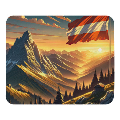 Ruhiger Alpenabend mit österreichischer Flagge und goldenem Sonnenuntergang - Mauspad berge xxx yyy zzz Default Title