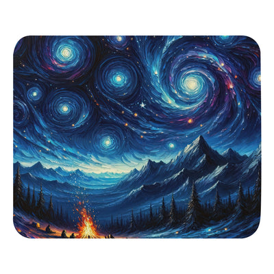 Sternennacht über den Alpen inspiriertes Ölgemälde, mystischer Nachthimmel in Blau - Mauspad camping xxx yyy zzz Default Title