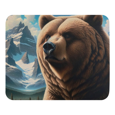 Realistisches Ölgemälde eines männlichen Bären in den Bergen mit Fokus auf Stärke und Schärfe - Mauspad camping xxx yyy zzz Default Title