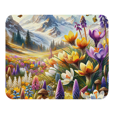 Aquarell einer ruhigen Almwiese, farbenfrohe Bergblumen in den Alpen - Mauspad berge xxx yyy zzz Default Title