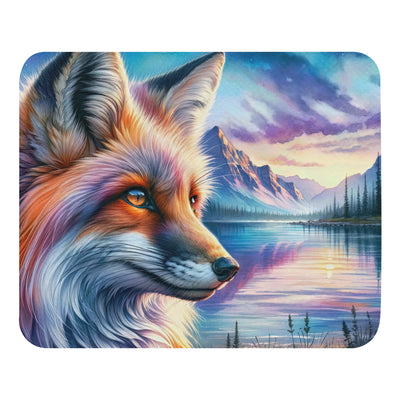 Aquarellporträt eines Fuchses im Dämmerlicht am Bergsee - Mauspad camping xxx yyy zzz Default Title