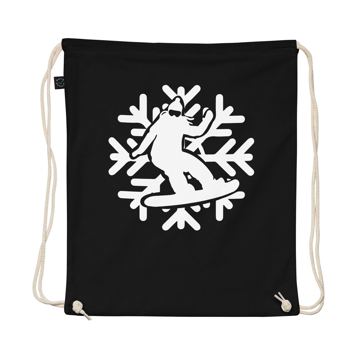 Snowflake - Snowboarding - Organic Turnbeutel snowboarden Schwarz