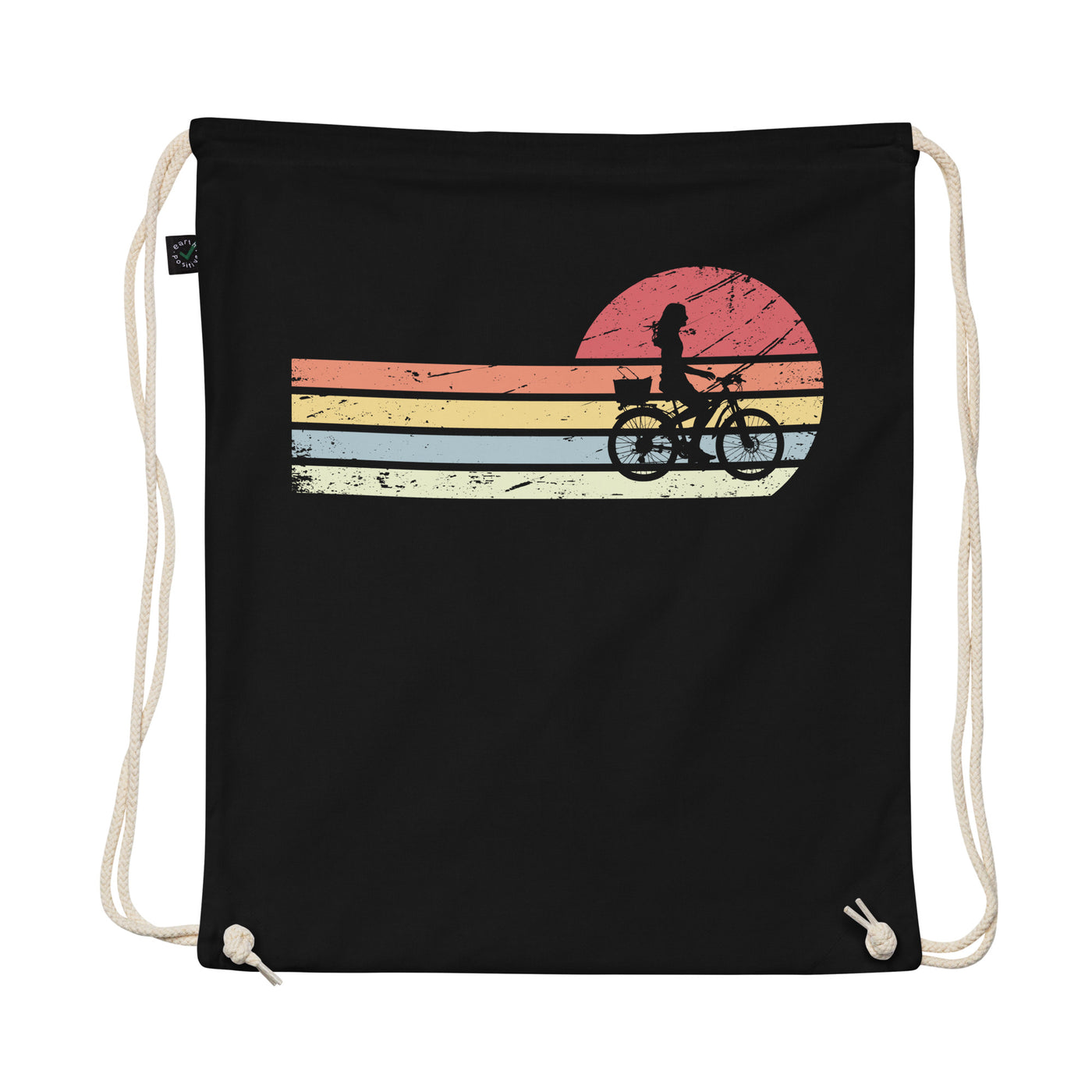 Sun And Retro Lines - Female Cycling - Organic Turnbeutel fahrrad