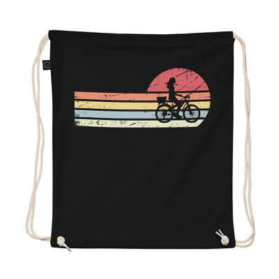 Sun And Retro Lines - Female Cycling - Organic Turnbeutel fahrrad