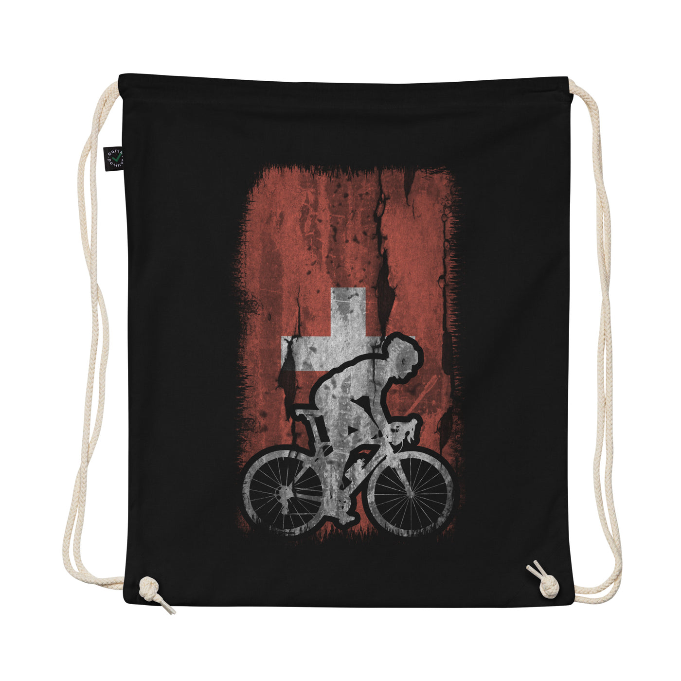 Swiss Flag 1 And Cycling - Organic Turnbeutel fahrrad Schwarz