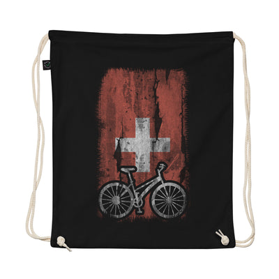 Swiss Flag And Cycling - Organic Turnbeutel fahrrad Schwarz