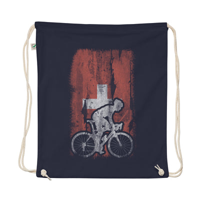 Swiss Flag 1 And Cycling - Organic Turnbeutel fahrrad Navy