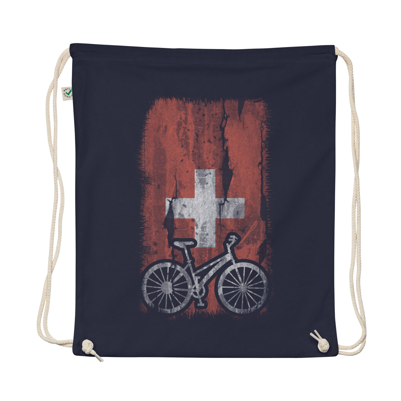 Swiss Flag And Cycling - Organic Turnbeutel fahrrad Navy