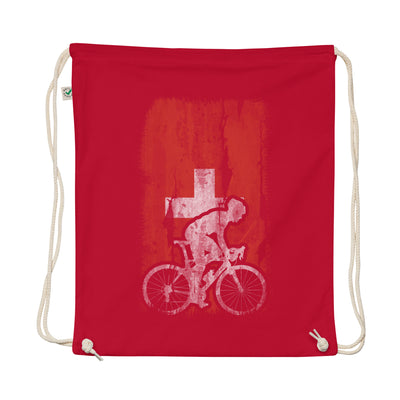 Swiss Flag 1 And Cycling - Organic Turnbeutel fahrrad Rot