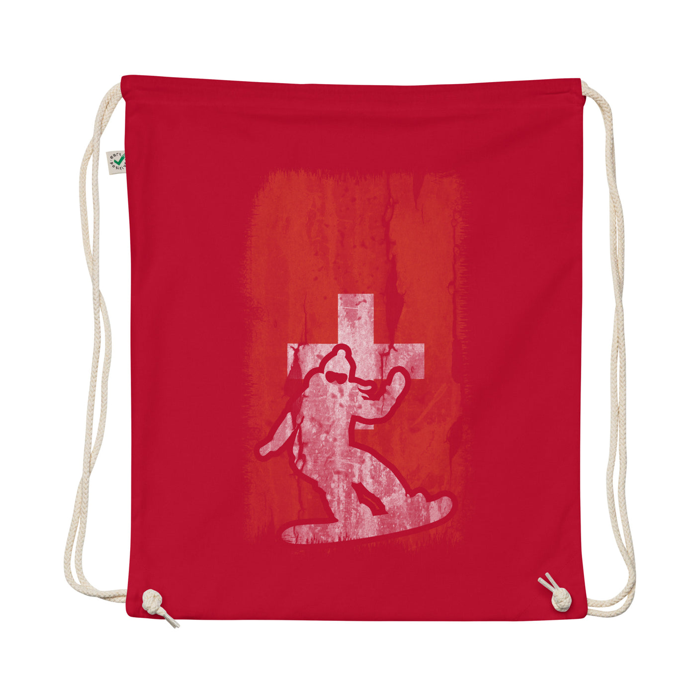 Swiss Flag 1 And Snowboarding - Organic Turnbeutel snowboarden Rot